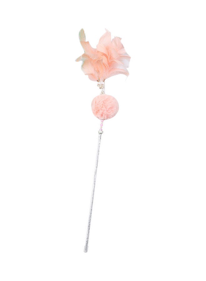 Feather Teaser Stick Toy Pink/White 30cm - Image 1