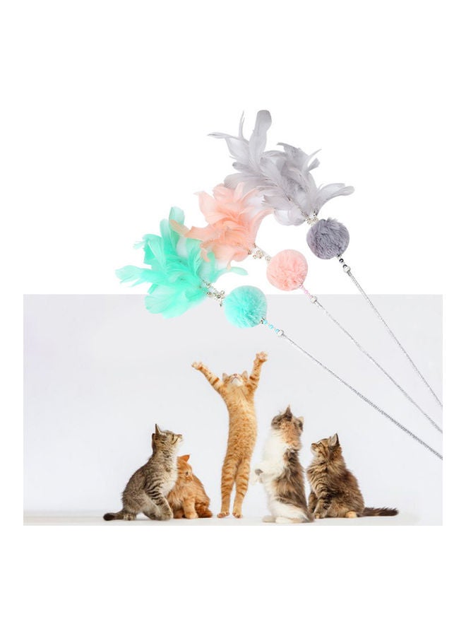 Feather Teaser Stick Toy Pink/White 30cm - Image 3