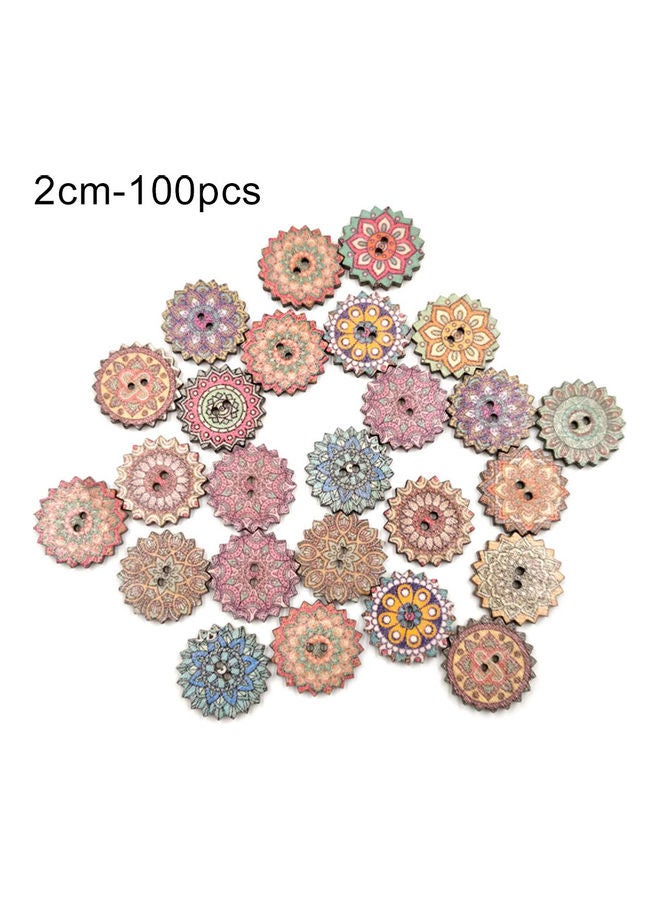 100-Piece Gear Printed Button Multicolour 2cm - Image 1