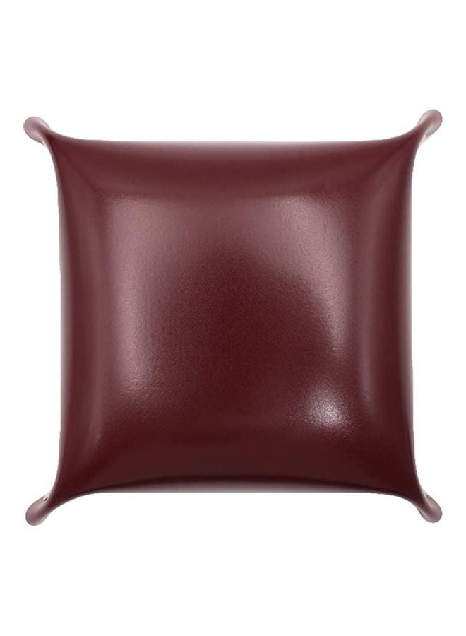 Faux Leather Small Desk Organizer Tray Wine Red 25x25x5cm - Image 1