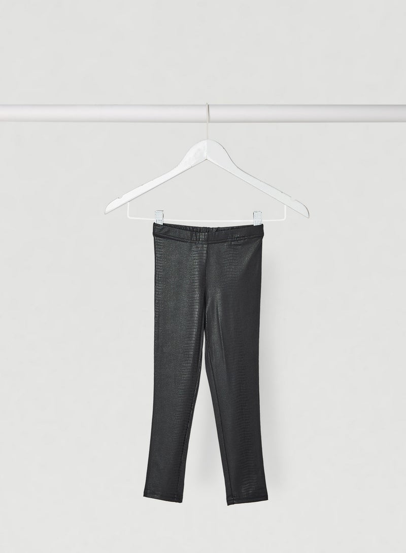 NAME IT - Crocodile Detailed Leggings Black - Image 1