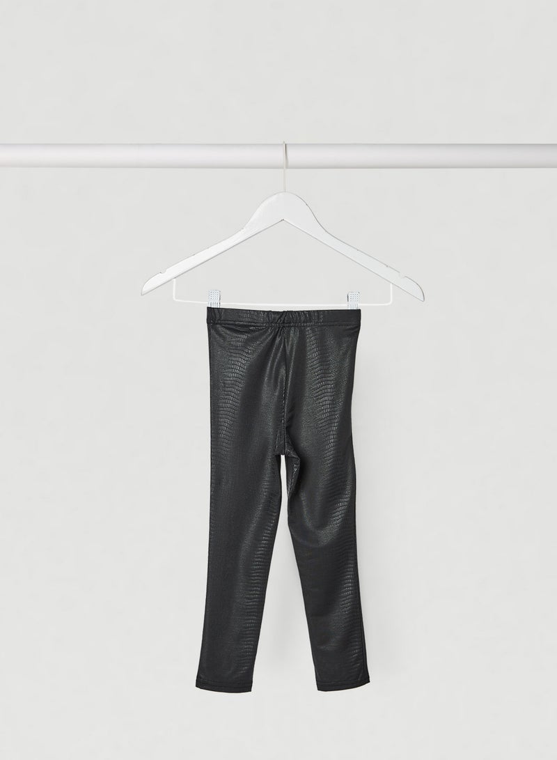 NAME IT - Crocodile Detailed Leggings Black - Image 1