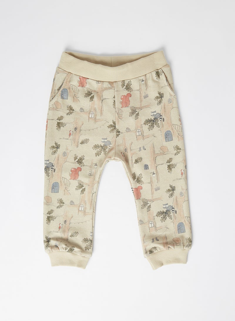 NAME IT - Stefan Newborn All Over Printed SweatPants Brown Rice - Image 1