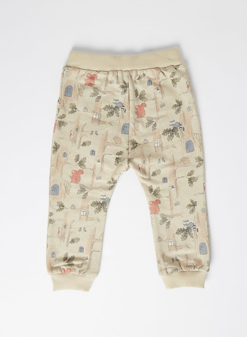 NAME IT - Stefan Newborn All Over Printed SweatPants Brown Rice - Image 1
