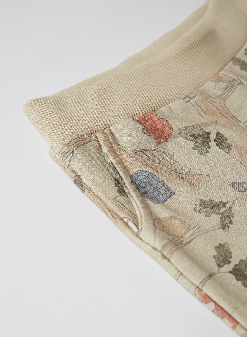NAME IT - Stefan Newborn All Over Printed SweatPants Brown Rice - Image 1