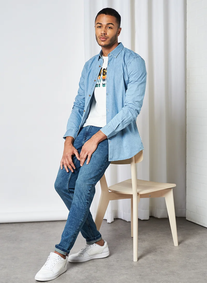 Only & Sons Warp Life Washed Slim Fit Jeans Blue Denim