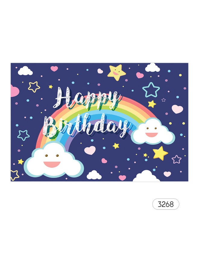 خلفية قماشية للتصوير الفوتوغرافي مطبوع عليها عبارة "Happy Birthday" متعدد الألوان