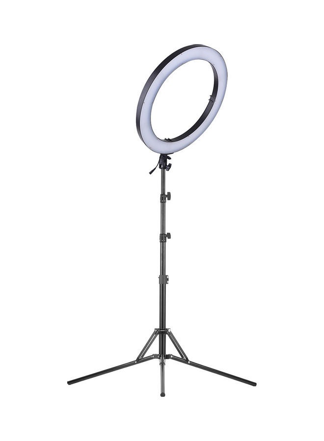 مصباح حلقي مع حامل للهاتف. أسود/ أبيض