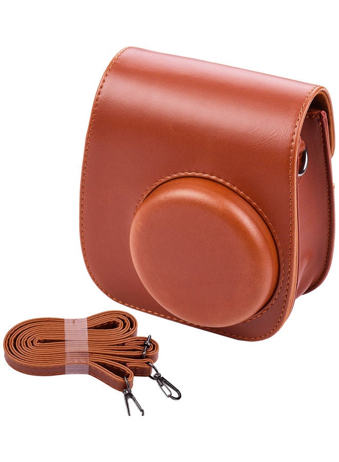 Portable Camera Case With Shoulder Strap For Fujifilm Instax Mini 11 Brown 