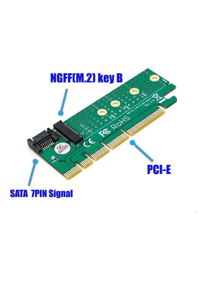 ماركة غير محددة بطاقة محول من M.2 إلى SATA PCI-E Key B SSD ذهب أخضر  - Image 2