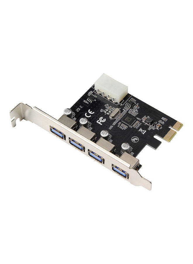 PCI-E To 4 USB 3.0 Ports Expansion Card Black/Silver - Image 1