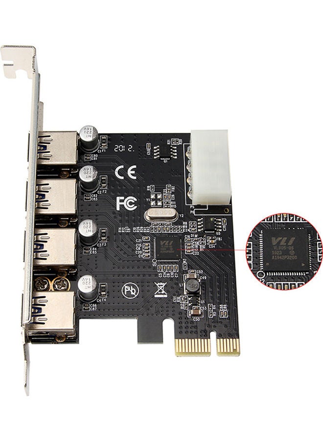 PCI-E To 4 USB 3.0 Ports Expansion Card Black/Silver - Image 2