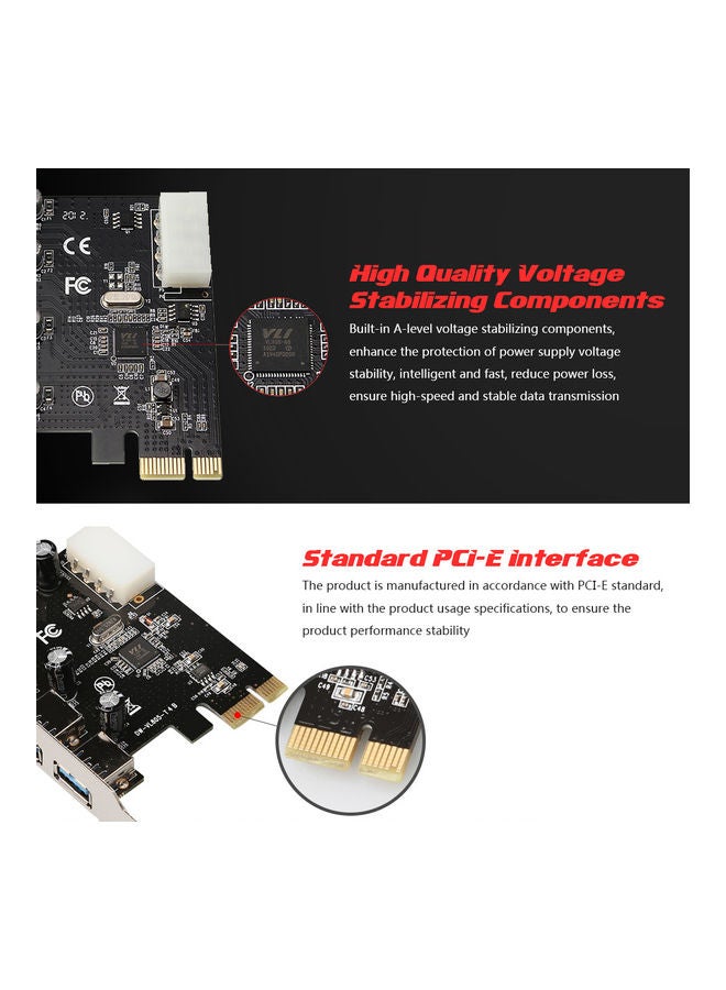 PCI-E To 4 USB 3.0 Ports Expansion Card Black/Silver - Image 3