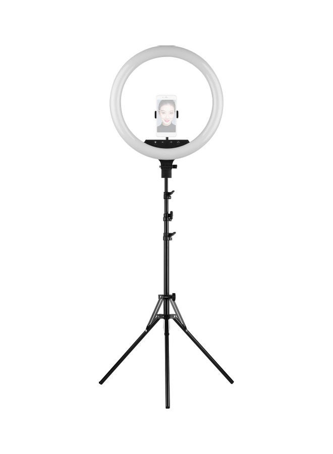 LED Ring Light With Tripod And Phone Holder Black/White