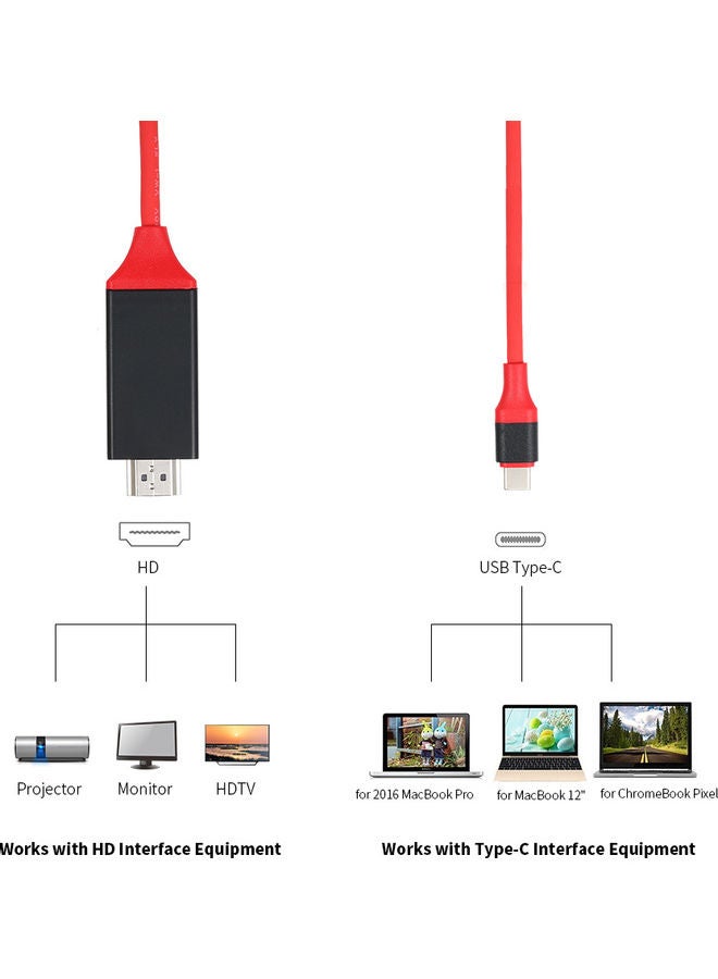 USB-C To 4K HDTV Cable Male Adapter Multicolour - Image 3