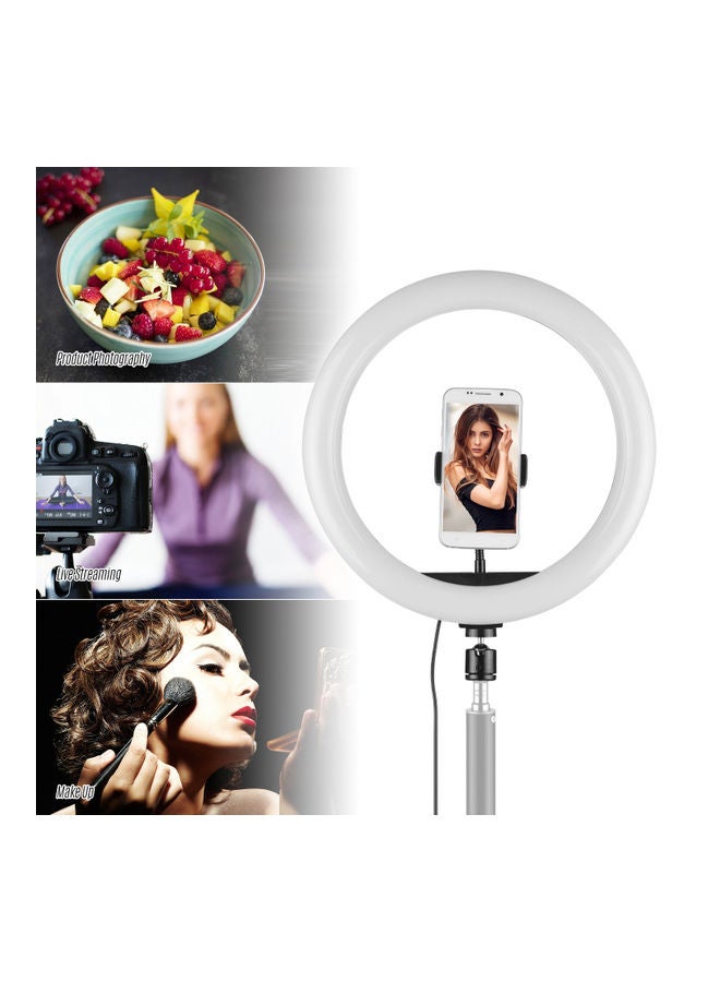 LED Ring Light With Ballhead Cell Phone Holder Black/White - Image 3