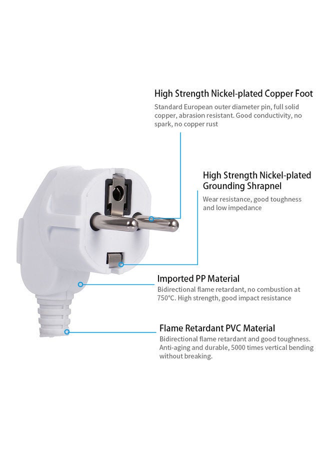 Generic - 16A EU Removable Plug Round Pin White/Silver - Image 1