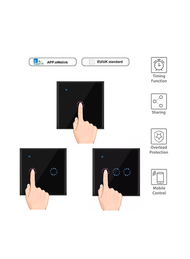 Wifi Remote Control Smart Switch With Alexa Echo Black 9.5x4x9cm