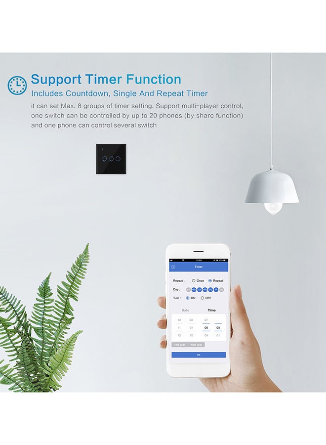 Wifi Remote Control Smart Switch With Alexa Echo Black 9.5x4x9cm