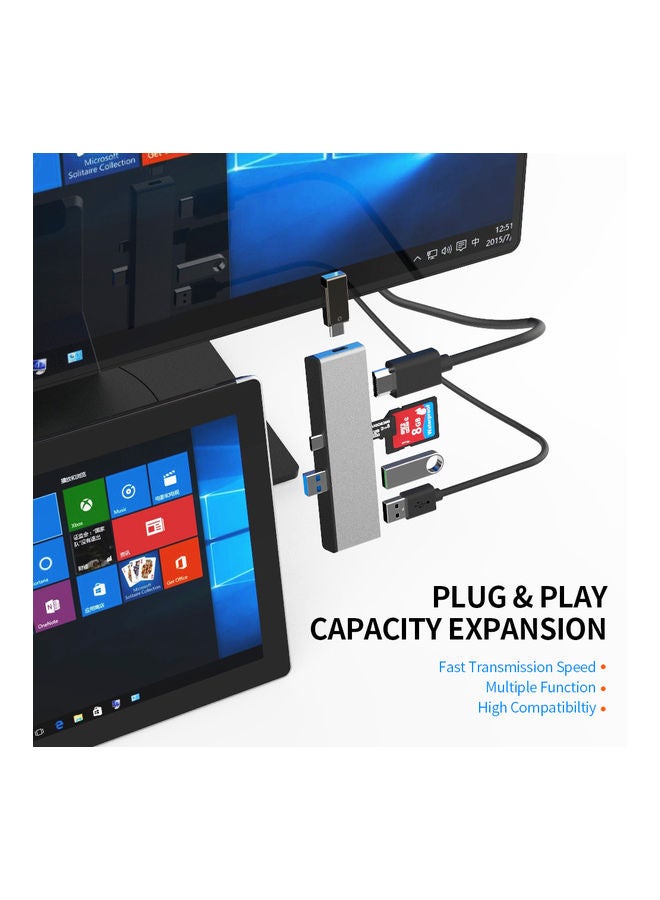6-In-1 USB 3.0 Hub Silver - Image 2
