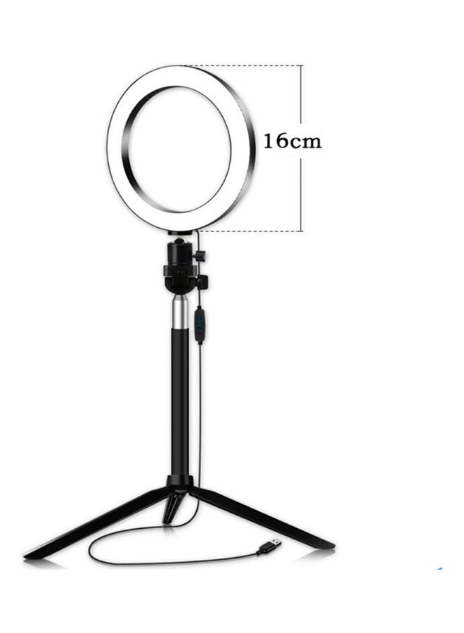 Mini LED Ring Light With Tripod Stand Black/White
