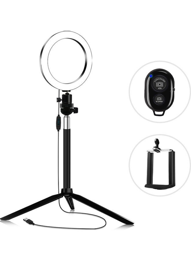 LED Ring Light With Tripod,Phone Holder And Phone Remote Control Black/White