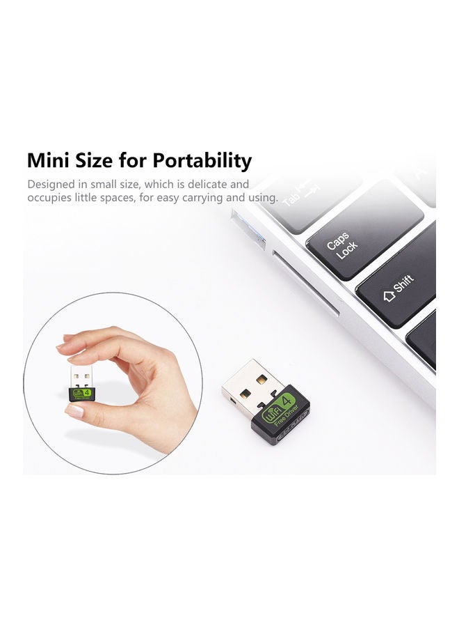 Generic Mini USB WiFi Router Adapter Black/Silver/Green  - Image 5