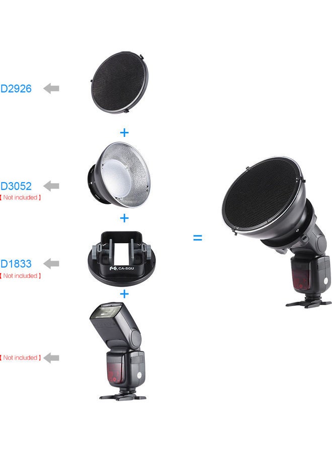 Generic - Metal Speedlite Light Flash 15 Degree Honeycomb Grid Shade Diffuser Black - Image 1