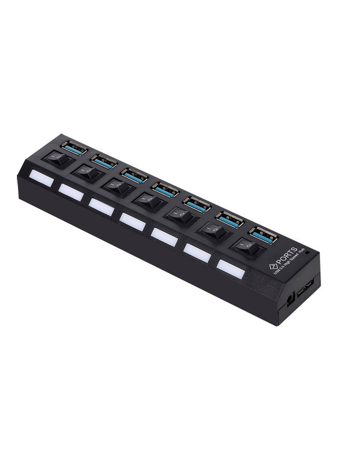 موزع USB (3.0 ) بسبعة منافذ مع كابل شحن الأسود / الأزرق - Image 1