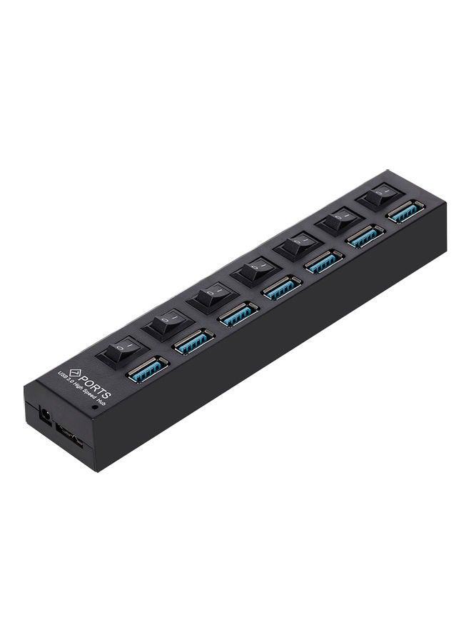 موزع USB (3.0 ) بسبعة منافذ مع كابل شحن الأسود / الأزرق - Image 5