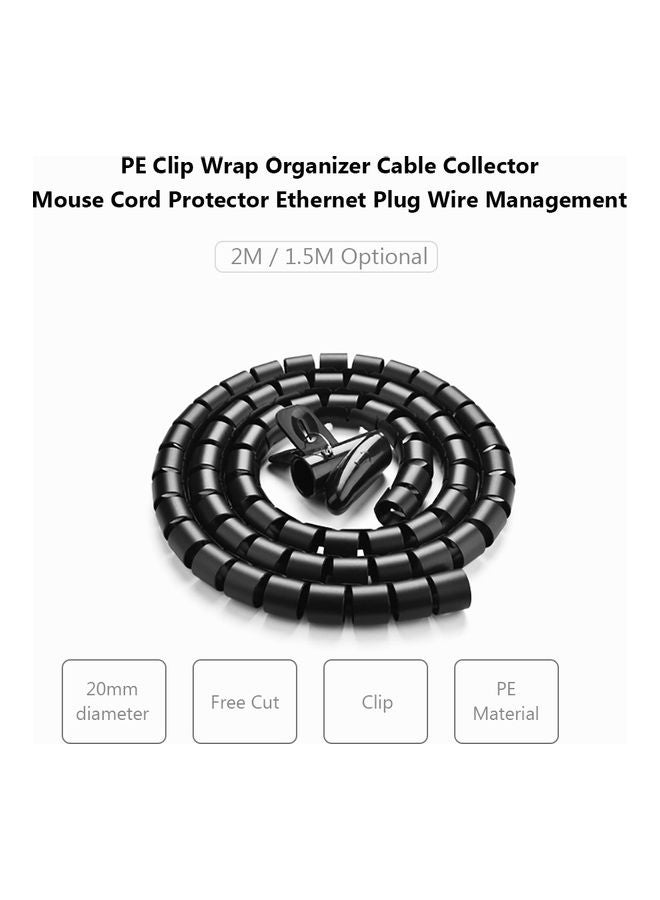 Wire Wrap Organizer With Winder Clip Black