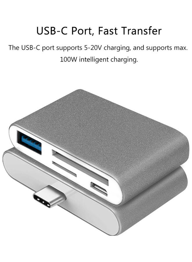 قارئ بطاقات 5 في 1 TF/SD بمنفذ Type-C رمادي - Image 4