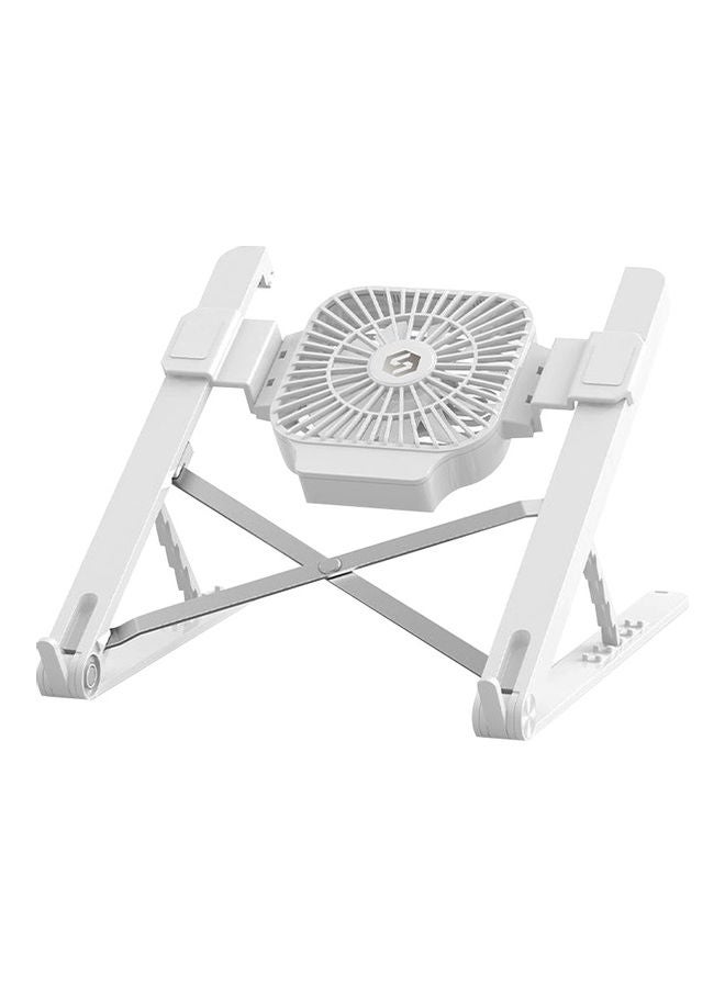 5-Levels Height Adjustable Laptop Stand With Cooling Fan White  - Image 1
