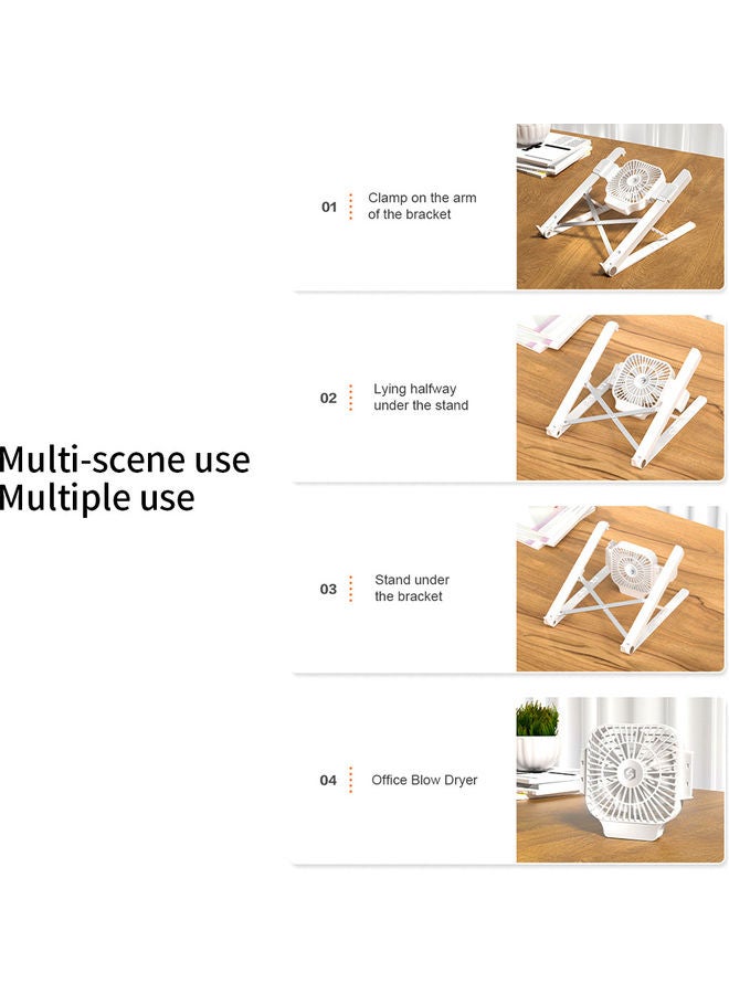 5-Levels Height Adjustable Laptop Stand With Cooling Fan White  - Image 3
