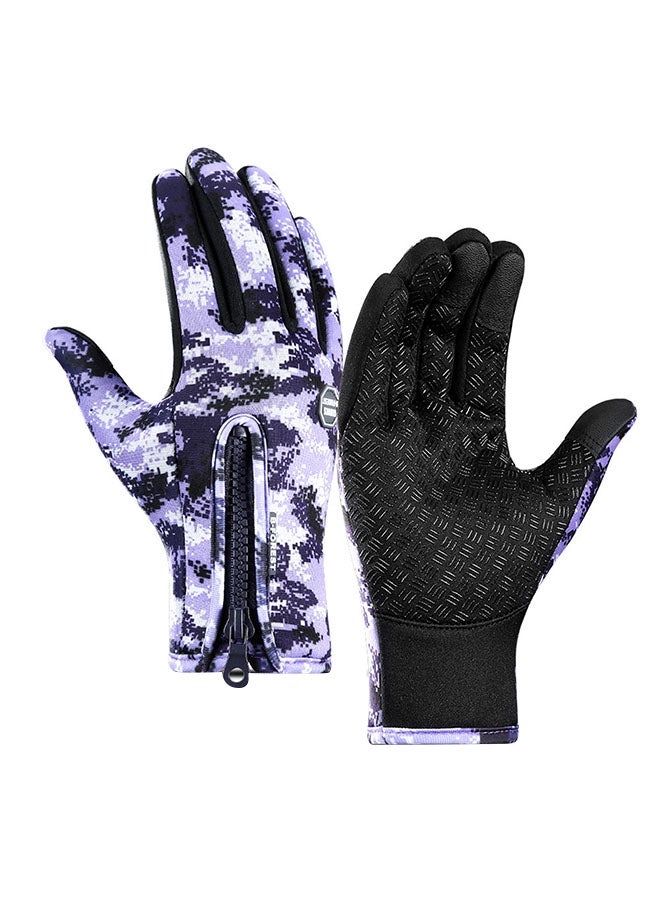 Generic Thermal Hand Warmers Zipper Winter Running Cycling Gloves L - Image 1