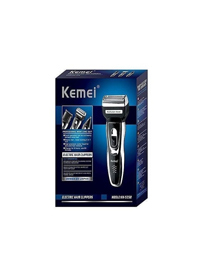 Kemei Km-5558 3 In 1 Rechargeable Electric Shaver Black - Image 2