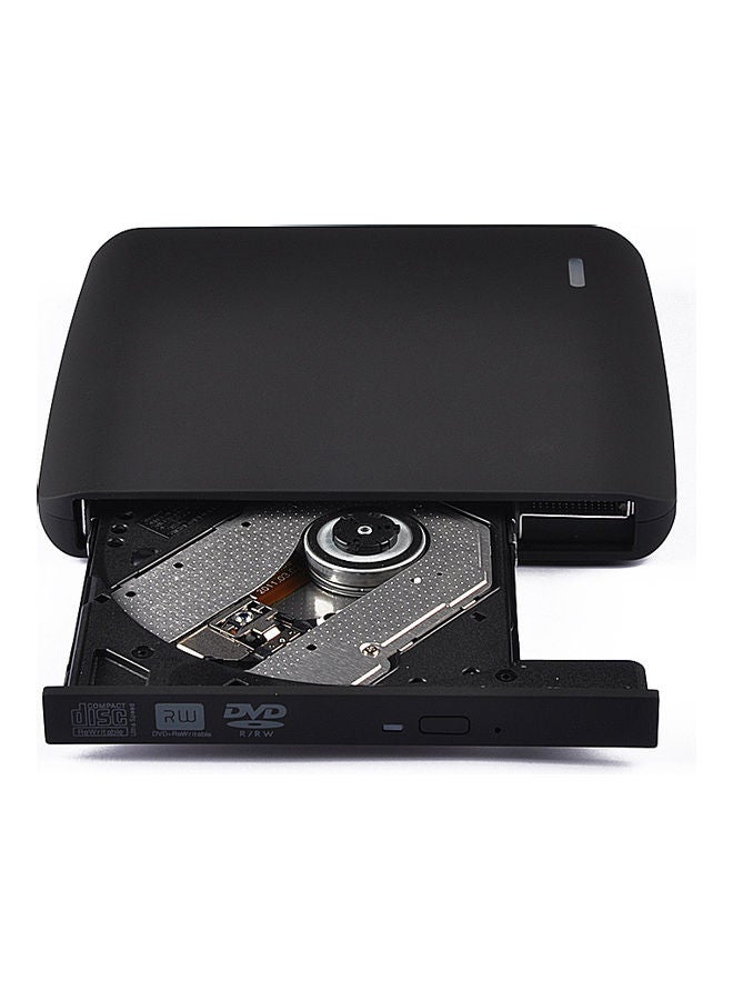 ماركة غير محددة مشغل وقارئ أقراص ضوئي خارجي محمول 8X لأقراص CD وDVD وROM مزود بمنفذ USB أسود  - Image 1