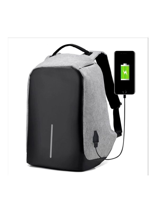 حقيبة ظهر للابتوب مضادة للسرقة مع منفذ شحن USB رمادي/أسود - Image 1