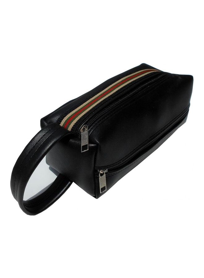 Leather Zipper Closure Clutch Handbag Black/Red  - Image 1