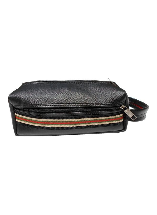 Leather Zipper Closure Clutch Handbag Black/Red  - Image 4