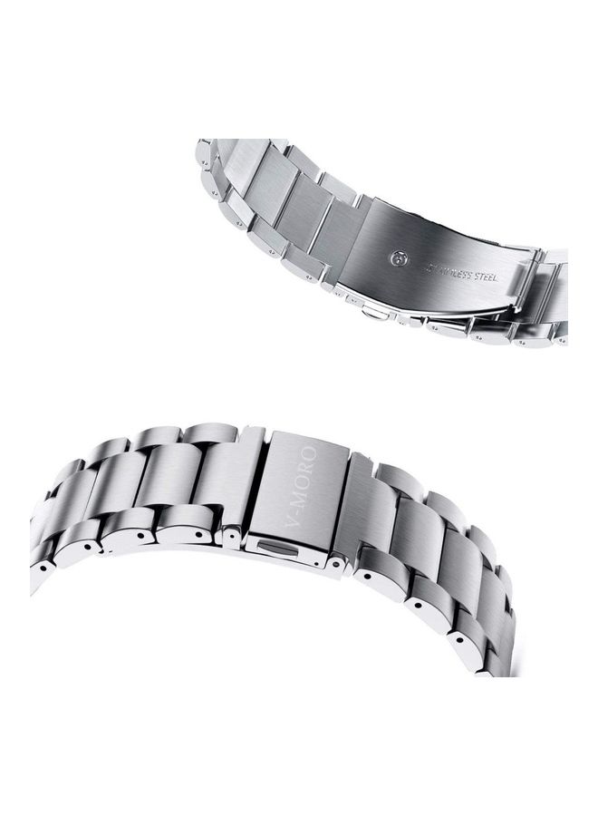 Classic Stainless Steel Strap Smartwatch Band For Samsung 44mm/Huawei GT2/Gear 3/Honor Magic 2 Silver - Image 2