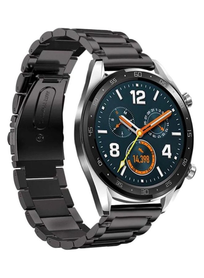 Classic Stainless Steel Strap Smartwatch Band For Samsung 44mm/Huawei GT2/Gear 3/Honor Magic 2 Black - Image 1