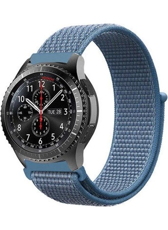 Sports Series Woven Nylon Strap Smartwatch Band For Samsung Galaxy Gear S3 /Huawei GT/GT2/Honor Magic 2 Blue - Image 1