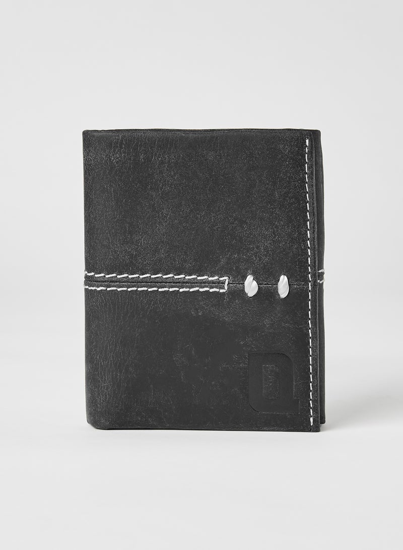 Genuine Leather Wallet Navy Grey