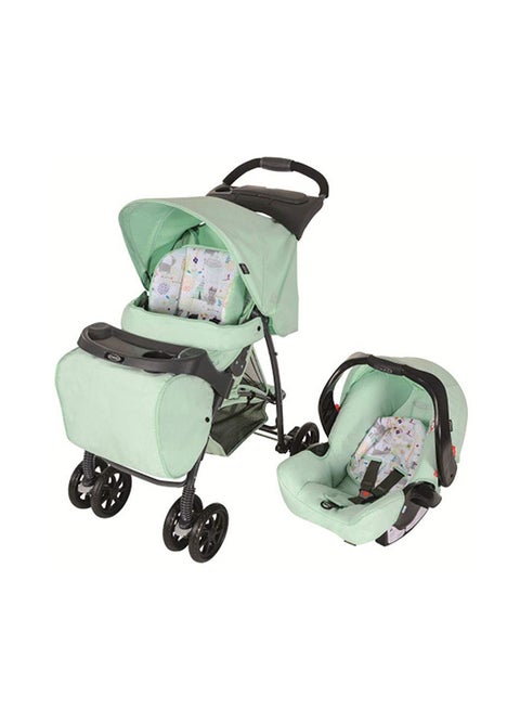 Mirage Plus Aztec Comfortable Stroller Travel System With Large Canopy And Adjustable Recline Positions- Light Green