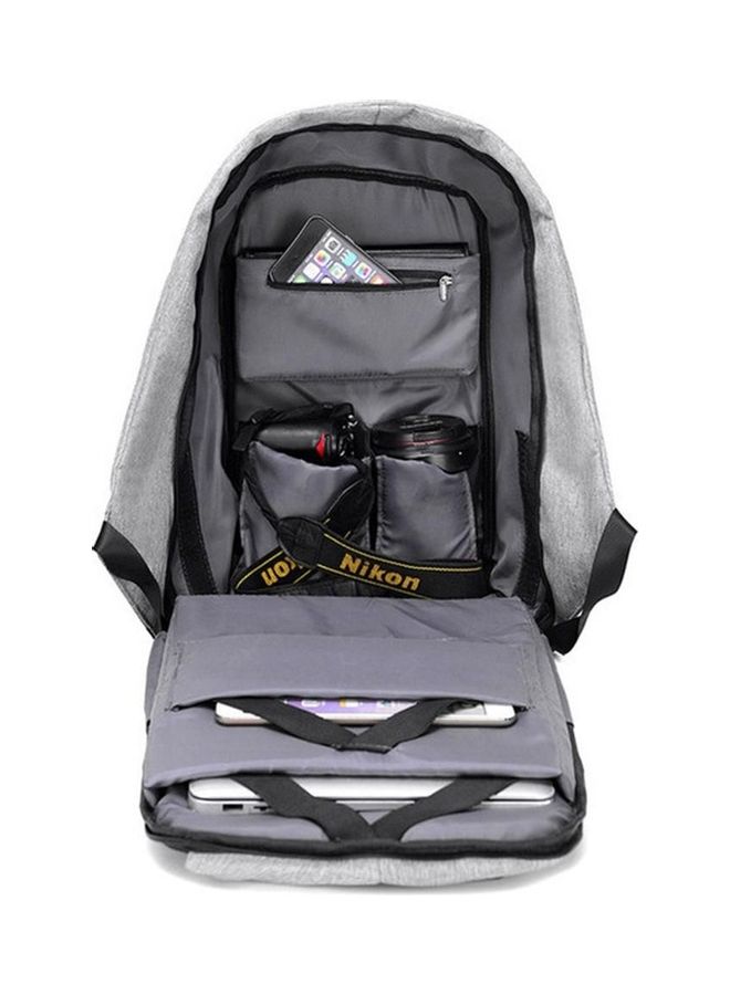 Basic Series Anti Theft Laptop Backpack With USB Charging Port Black/Grey - Image 2
