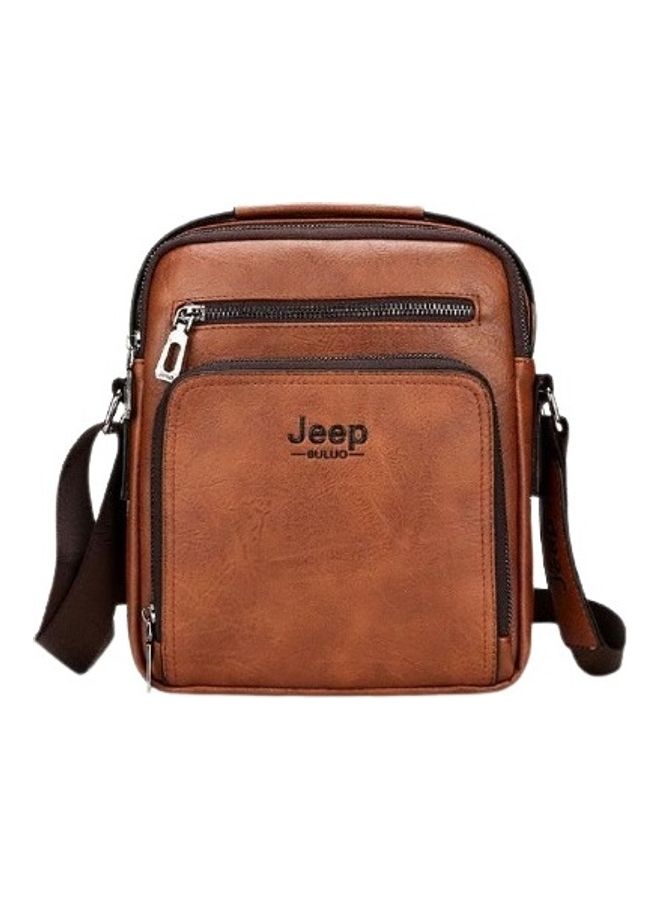 Jeep Buluo Leather Multi Pocket Cross Body Bag Tan
