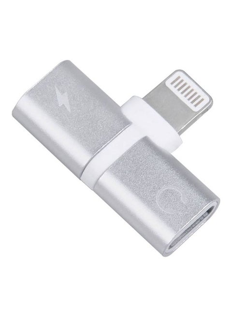 3 In 1 Double Lightning Headphone Audio And Charge Splitter Adapter For Iphone X/Iphone 8/8 Plus/Iphone 7/7Plus Silver