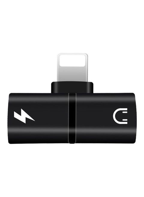 2 In 1 Double Lightning Headphone Audio And Charge Splitter Adapter For Iphone X/8/8 Plus/7/7 Plus Black
