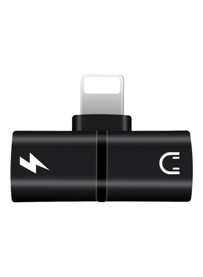 2 In 1 Double Lightning Headphone Audio And Charge Splitter Adapter For Iphone X/8/8 Plus/7/7 Plus Black